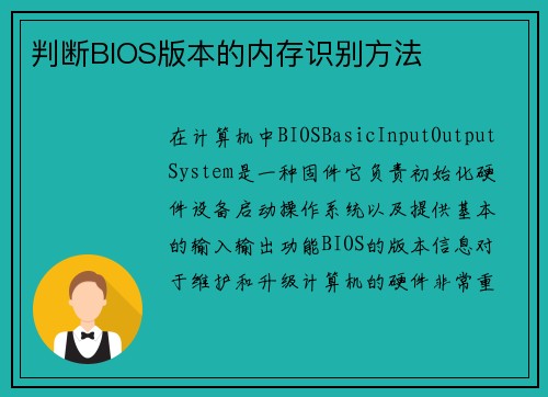 判断BIOS版本的内存识别方法